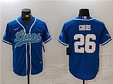 Men's Detroit Lions #26 Jahmyr Gibbs Blue Cool Base Stitched Baseball Jersey,baseball caps,new era cap wholesale,wholesale hats